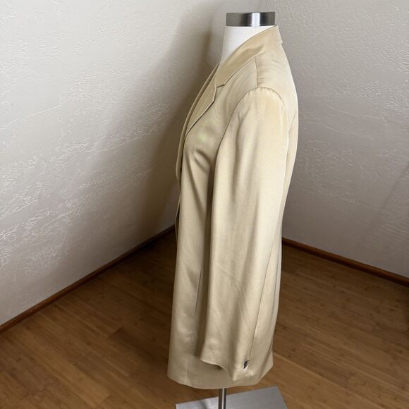 Vintage Dana Buchman Longline Blazer Womens 6 Khaki Silk Single Button Capsule - Picture 10 of 11